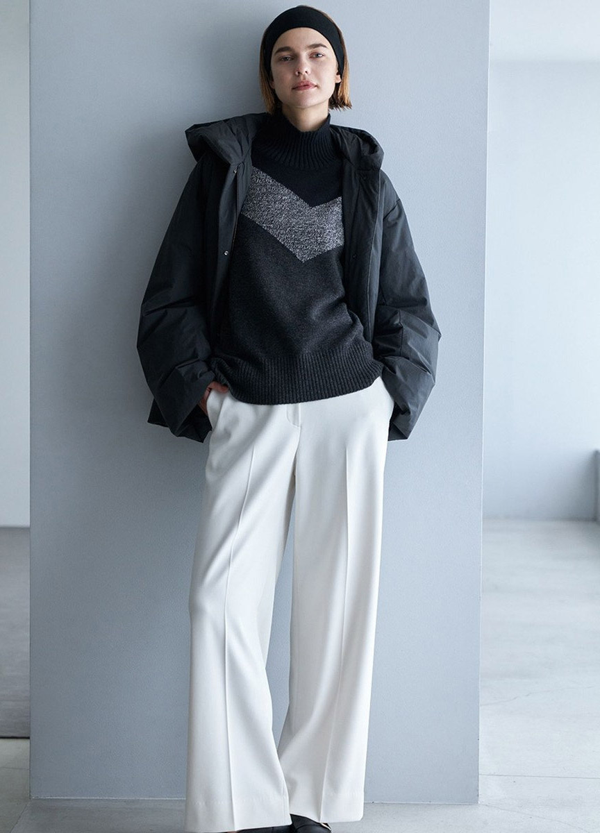 輕柔喀什米爾混紡撞色設計上衣